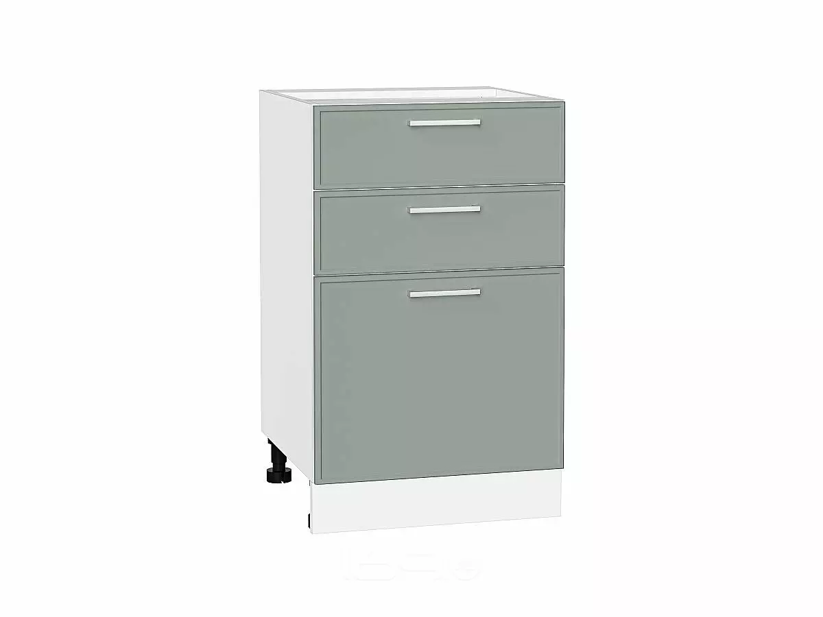 Шкаф нижний с 3-мя ящиками Квадро Аквамарин/Белый 816*500*481