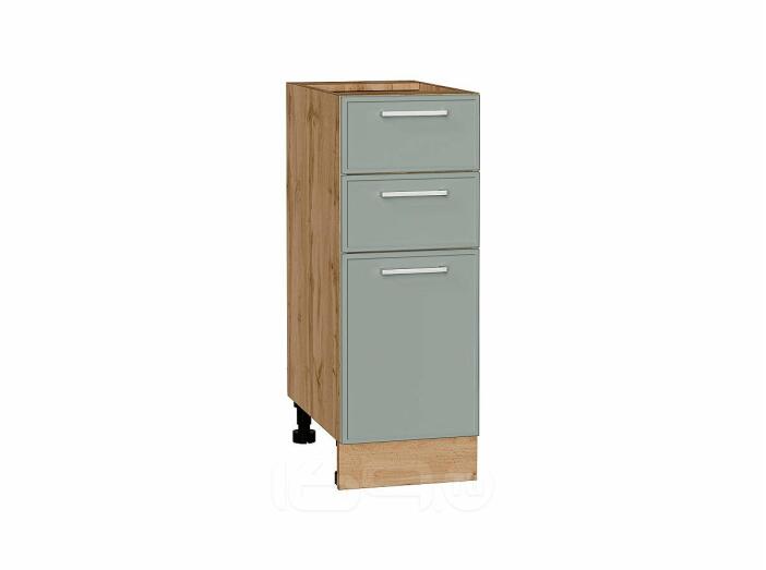 Шкаф нижний с 3-мя ящиками Квадро Аквамарин/Дуб Вотан 816*300*481