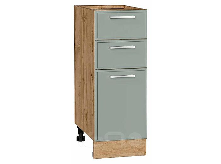 Шкаф нижний с 3-мя ящиками Квадро Аквамарин/Дуб Вотан 816*300*481