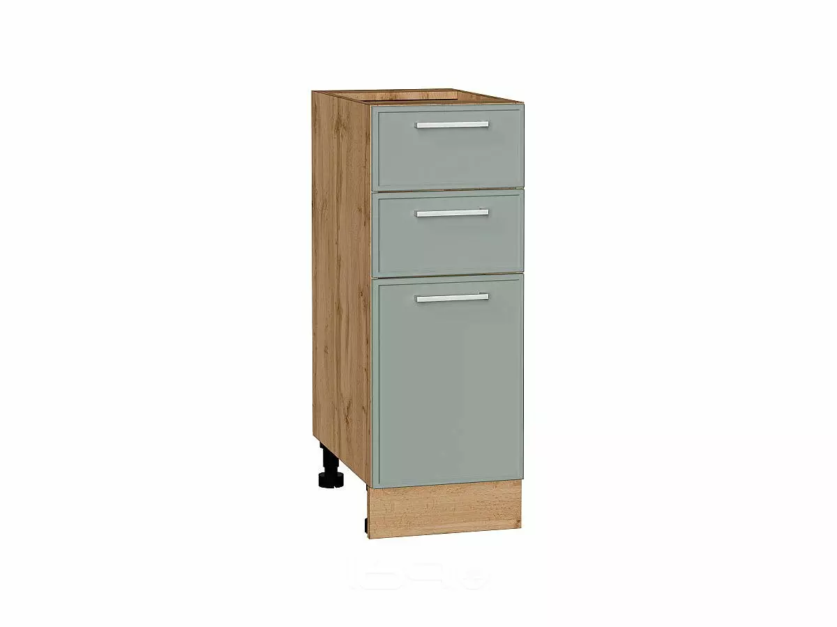 Шкаф нижний с 3-мя ящиками Квадро Аквамарин/Дуб Вотан 816*300*481