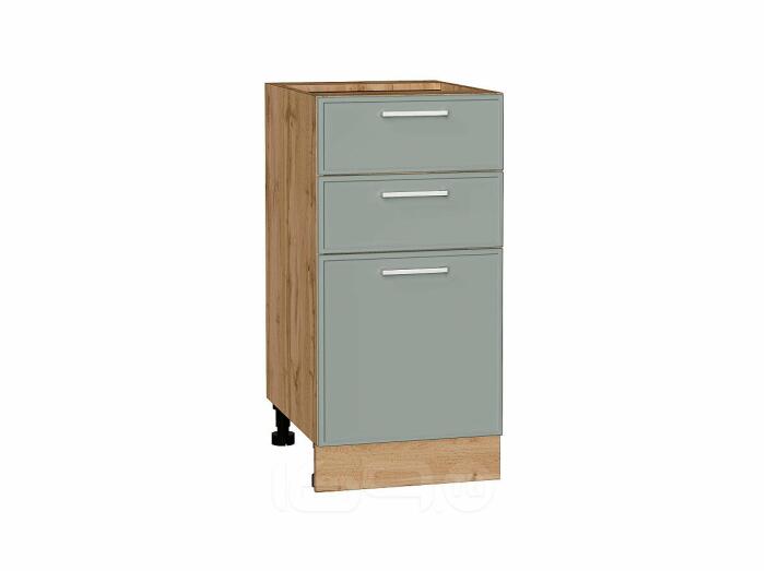 Шкаф нижний с 3-мя ящиками Квадро Аквамарин/Дуб Вотан 816*400*481