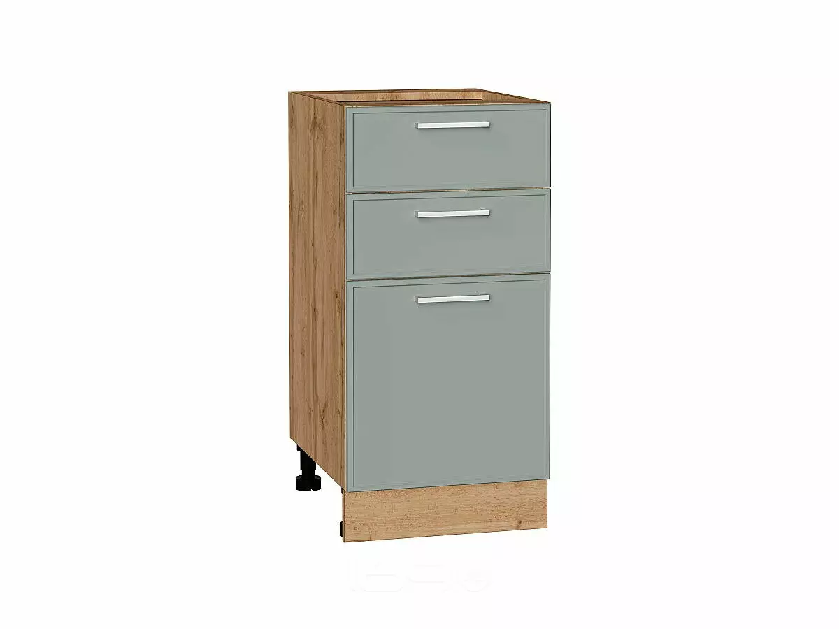 Шкаф нижний с 3-мя ящиками Квадро Аквамарин/Дуб Вотан 816*400*481