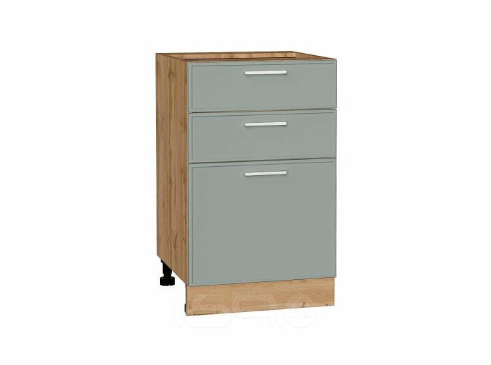 Шкаф нижний с 3-мя ящиками Квадро Аквамарин/Дуб Вотан 816*500*481