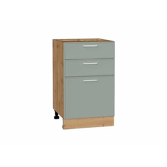 Шкаф нижний с 3-мя ящиками Квадро Аквамарин/Дуб Вотан 816*500*481