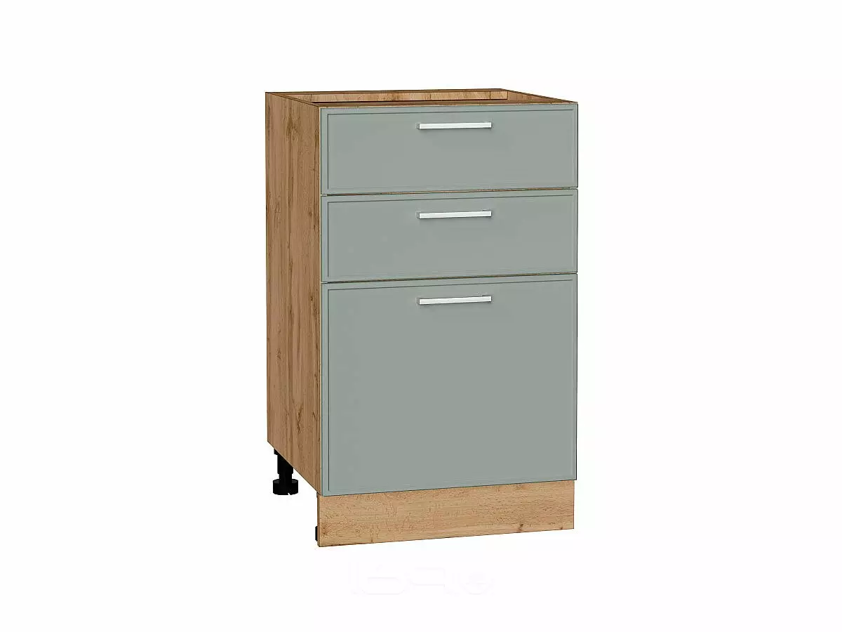 Шкаф нижний с 3-мя ящиками Квадро Аквамарин/Дуб Вотан 816*500*481