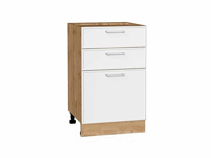 Шкаф нижний с 3-мя ящиками Квадро Белый/Дуб Вотан 816*500*481