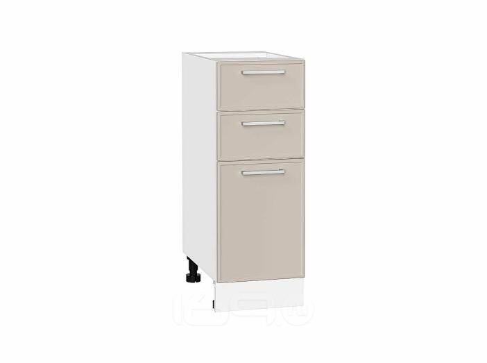 Шкаф нижний с 3-мя ящиками Квадро Кашемир/Белый 816*300*481