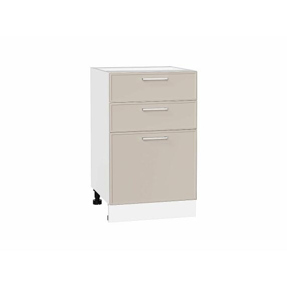 Шкаф нижний с 3-мя ящиками Квадро Кашемир/Белый 816*500*481