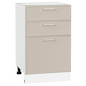 Шкаф нижний с 3-мя ящиками Квадро Кашемир/Белый 816*500*481