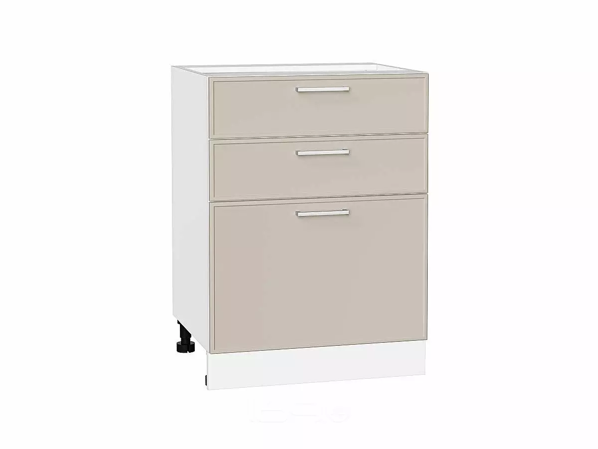 Шкаф нижний с 3-мя ящиками Квадро Кашемир/Белый 816*600*481