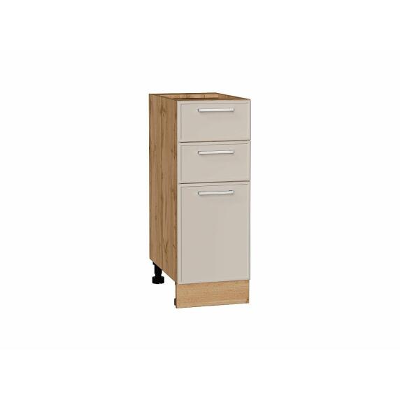 Шкаф нижний с 3-мя ящиками Квадро Кашемир/Дуб Вотан 816*300*481