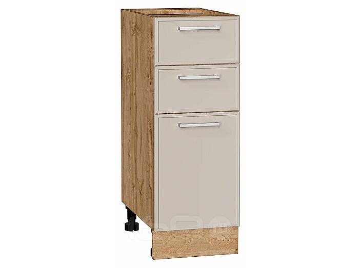 Шкаф нижний с 3-мя ящиками Квадро Кашемир/Дуб Вотан 816*300*481