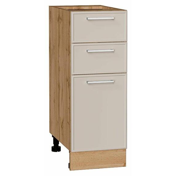 Шкаф нижний с 3-мя ящиками Квадро Кашемир/Дуб Вотан 816*300*481