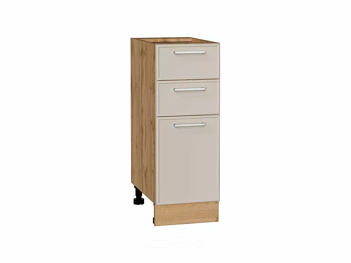 Шкаф нижний с 3-мя ящиками Квадро Кашемир/Дуб Вотан 816*300*481