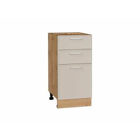 Шкаф нижний с 3-мя ящиками Квадро Кашемир/Дуб Вотан 816*400*481