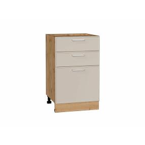 Шкаф нижний с 3-мя ящиками Квадро Кашемир/Дуб Вотан 816*500*481