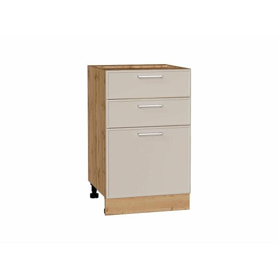 Шкаф нижний с 3-мя ящиками Квадро Кашемир/Дуб Вотан 816*500*481