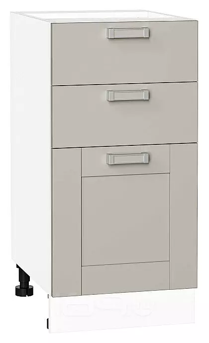 Шкаф нижний с 3-мя ящиками Лофт Grey Silk/Белый 816*400*480