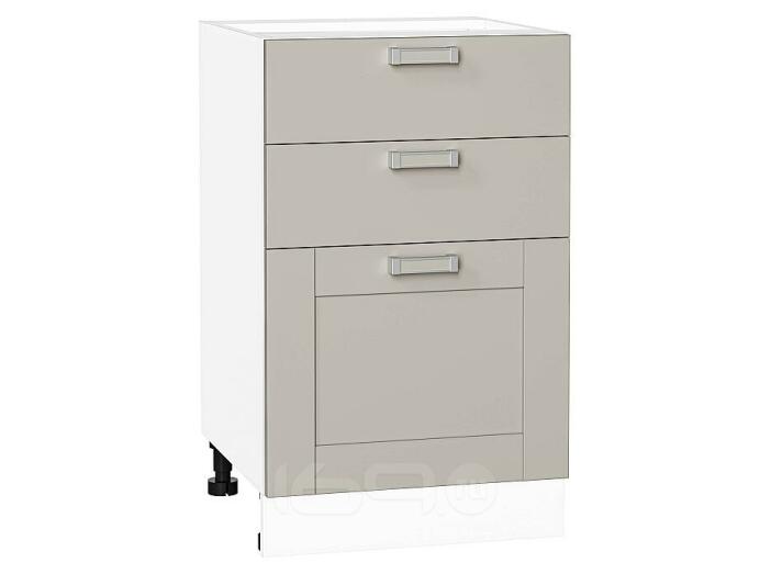 Шкаф нижний с 3-мя ящиками Лофт Grey Silk/Белый 816*500*480
