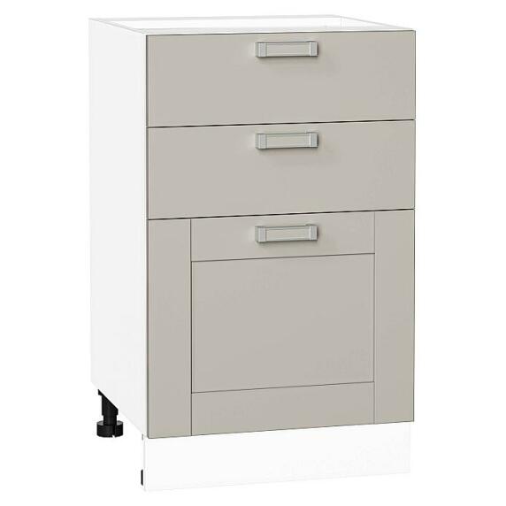 Шкаф нижний с 3-мя ящиками Лофт Grey Silk/Белый 816*500*480