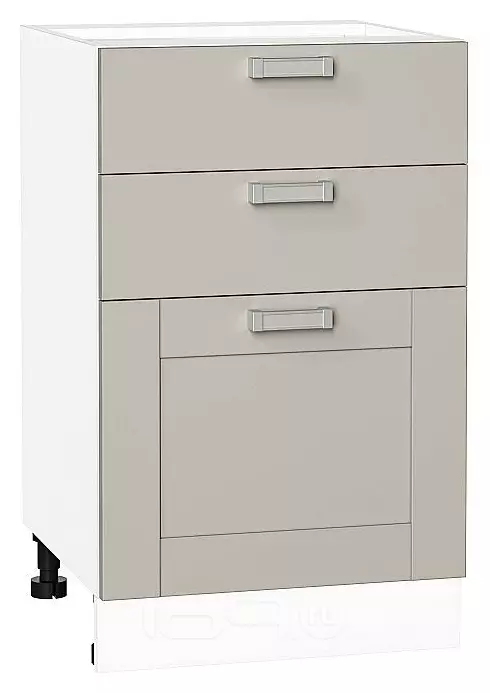 Шкаф нижний с 3-мя ящиками Лофт Grey Silk/Белый 816*500*480