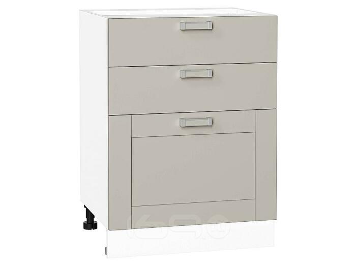 Шкаф нижний с 3-мя ящиками Лофт Grey Silk/Белый 816*600*480