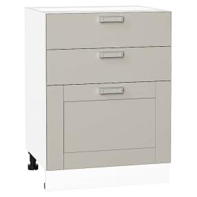 Шкаф нижний с 3-мя ящиками Лофт Grey Silk/Белый 816*600*480