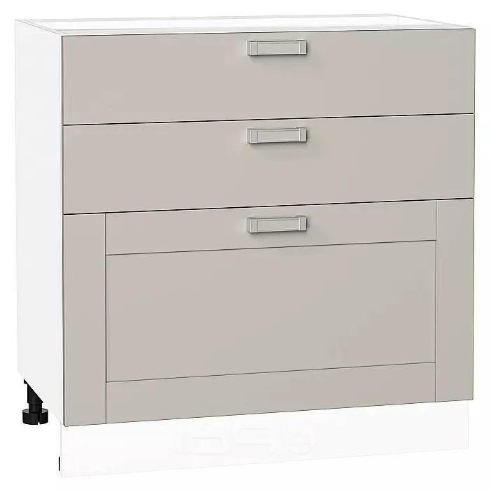 Шкаф нижний с 3-мя ящиками Лофт Grey Silk/Белый 816*800*480