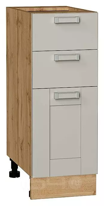 Шкаф нижний с 3-мя ящиками Лофт Grey Silk/Дуб Вотан 816*300*480