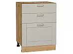 Шкаф нижний с 3-мя ящиками Лофт Grey Silk/Дуб Вотан 816*600*480