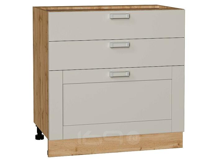 Шкаф нижний с 3-мя ящиками Лофт Grey Silk/Дуб Вотан 816*800*480