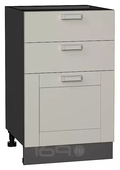 Шкаф нижний с 3-мя ящиками Лофт Grey Silk/Graphite 816*500*480