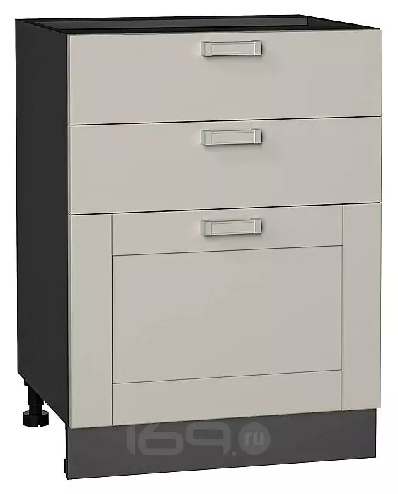 Шкаф нижний с 3-мя ящиками Лофт Grey Silk/Graphite 816*600*480