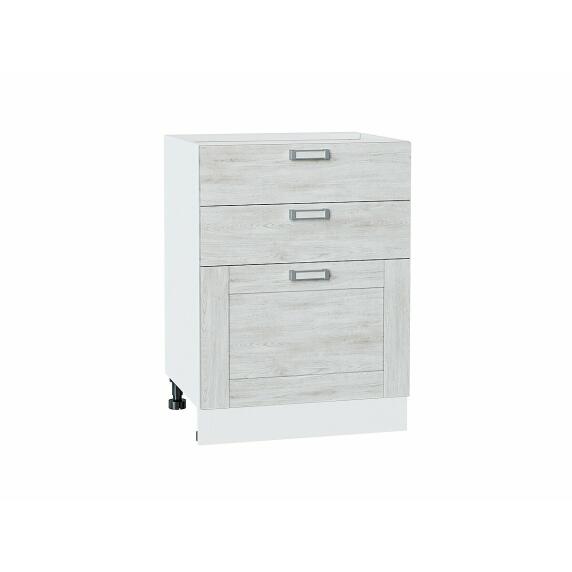 Шкаф нижний с 3-мя ящиками Лофт Nordic Oak/Белый 816*600*480