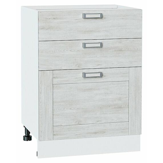 Шкаф нижний с 3-мя ящиками Лофт Nordic Oak/Белый 816*600*480