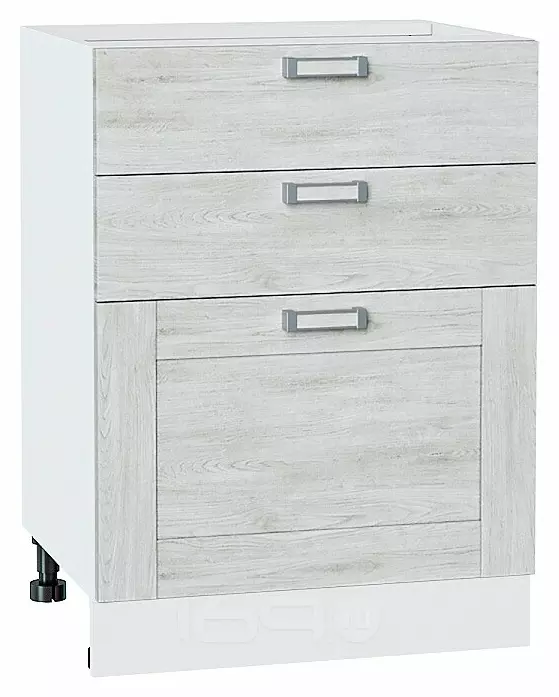 Шкаф нижний с 3-мя ящиками Лофт Nordic Oak/Белый 816*600*480