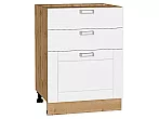 Шкаф нижний с 3-мя ящиками Лофт White Silk/Дуб Вотан 816*600*480