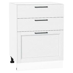 Шкаф нижний с 3-мя ящиками Сканди White Silkwood/Белый 816*600*480
