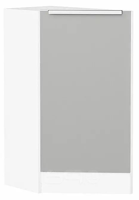 Шкаф нижний торцевой Фьюжн Silky Light Grey  Белый 816*296*554