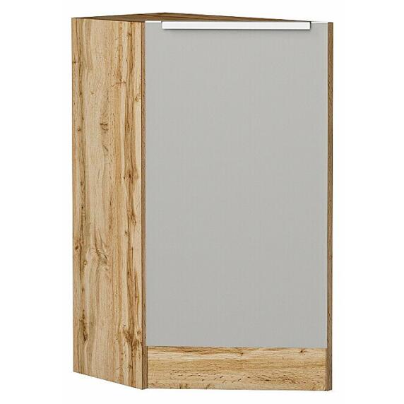 Шкаф нижний торцевой Фьюжн Silky Light Grey  Дуб Вотан 816*296*554