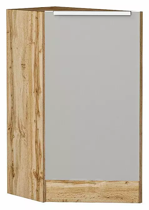 Шкаф нижний торцевой Фьюжн Silky Light Grey Дуб Вотан 816*296*554