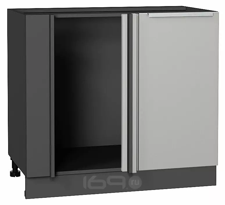 Шкаф нижний угловой Фьюжн Silky Light Grey  Graphite 816*890*480