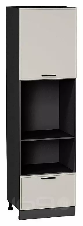 Шкаф пенал с 1-ой дверцей и ящиком под технику Фрейм Cream Silk Graphite 2132*600*580