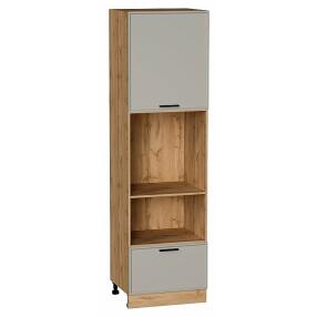 Шкаф пенал с 1-ой дверцей и ящиком под технику Фрейм Grey Silk Дуб Вотан 2132*600*580