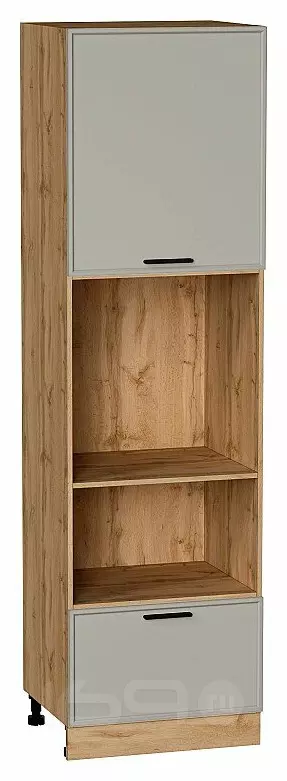 Шкаф пенал с 1-ой дверцей и ящиком под технику Фрейм Grey Silk Дуб Вотан 2132*600*580