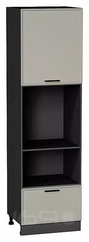 Шкаф пенал с 1-ой дверцей и ящиком под технику Фрейм Grey Silk Graphite 2132*600*580