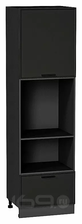 Шкаф пенал с 1-ой дверцей и ящиком под технику Фрейм Stormy Silk Graphite 2132*600*580