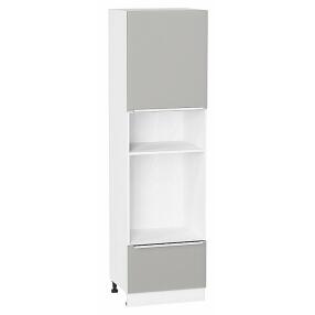 Шкаф пенал с 1-ой дверцей и ящиком под технику Фьюжн Silky Light Grey  Белый 2132*600*576
