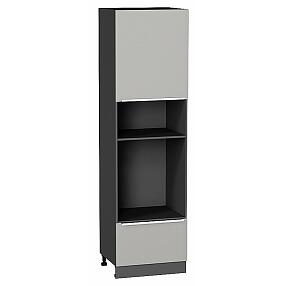 Шкаф пенал с 1-ой дверцей и ящиком под технику Фьюжн Silky Light Grey  Graphite 2132*600*576