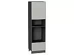 Шкаф пенал с 1-ой дверцей и ящиком под технику Фьюжн Silky Light Grey Graphite 2132*600*576